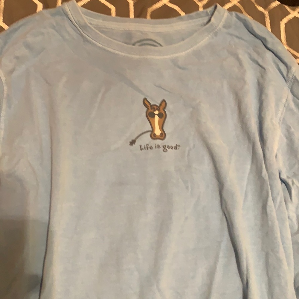 Life is good blue long sleeved shirt
